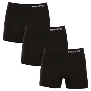 3PACK pánské boxerky Nedeto bezešvé bambusové černé (3NDTB001S) XL