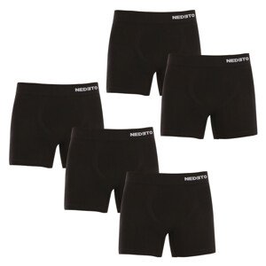 5PACK pánské boxerky Nedeto bezešvé bambusové černé (5NDTB001S) XL