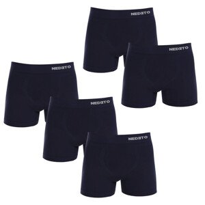 5PACK pánské boxerky Nedeto bezešvé bambusové modré (5NDTB002S) XL